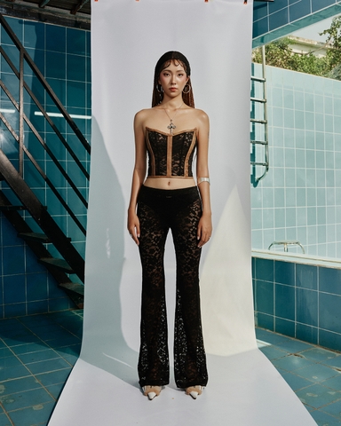 BAE Black Lace Flared Pants