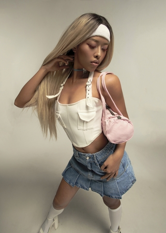 CAMO - White Jean Corset Top