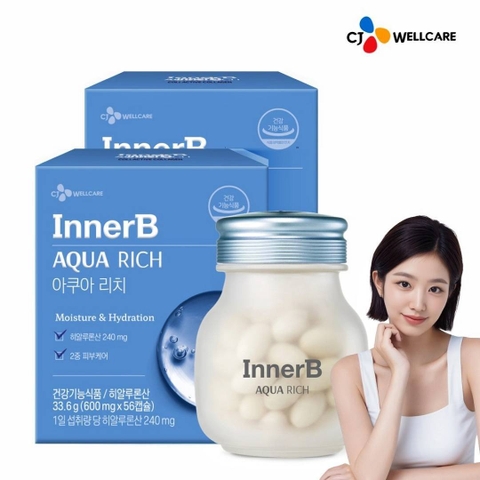 Viên uống chăm sóc da CJ InnerB Aqua Rich Hyaluronic Acid nồng độ cao, 56 viên