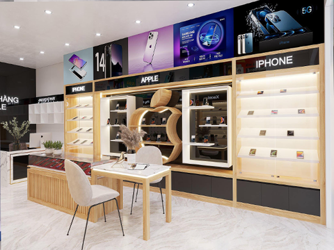 TỦ TRƯNG BÀY CỬA HÀNG ĐIỆN THOẠI - XƯỞNG NỘI THẤT 386