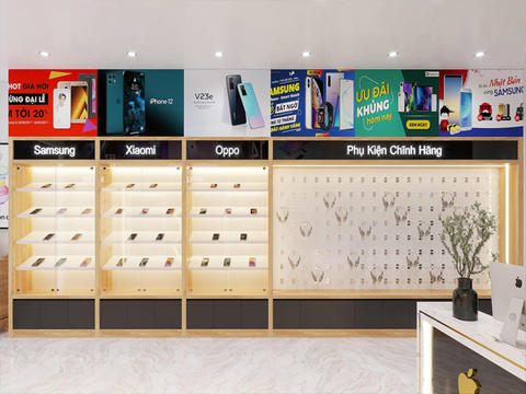 TỦ TRƯNG BÀY CỬA HÀNG ĐIỆN THOẠI - XƯỞNG NỘI THẤT 386
