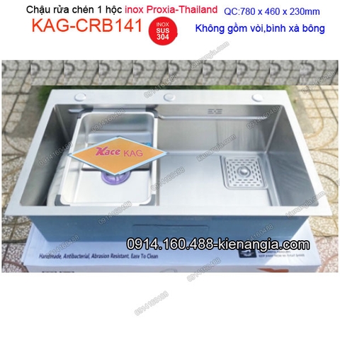 Chậu rửa chén Vuông 1 hộc 78x46 cm inox 304 Proxia-Thailand KAG-CRB141