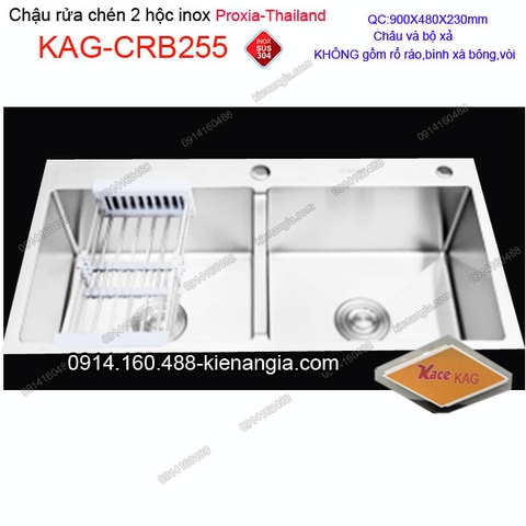 Chậu rửa chén 2 hộc bằng nhau 90x48 cm inox 304 Proxia KAG-CRB255