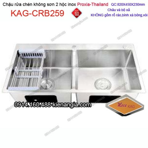 Chậu rửa chén 2 hộc 82x45 cm inox 304 không sơn Proxia KAG-CRB259