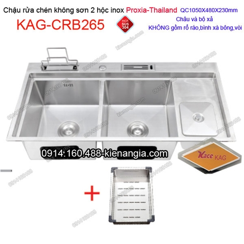 Chậu rửa chén 2 hộc 105x48 cm inox 304 không sơn Proxia KAG-CRB265