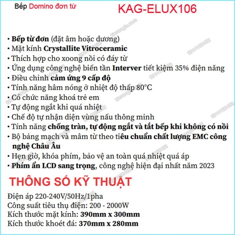 Bếp từ đơnbếp từ Domino Capri KAG-ELUX106 VN