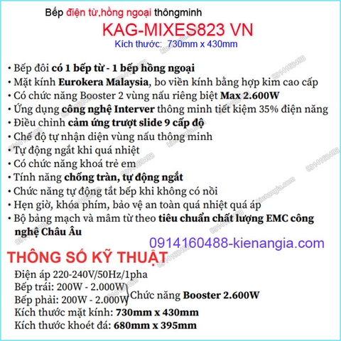 Bếp từ kết hợp hồng ngoại sung túc Capri KAG-MIXES823 VN