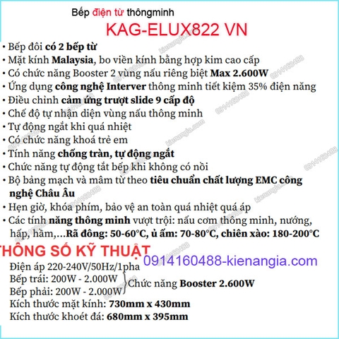 Bếp từ đôi hạnh phúc Capri KAG-ELUX822 VN
