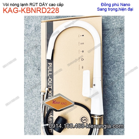 Vòi rửa chén RÚT DÂY nóng lạnh màu trắng KAG-KBNRD228