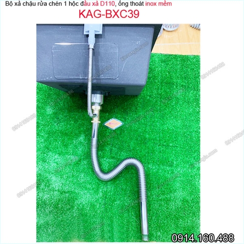 Bộ xả chậu rửa chén 1 hộc D110 ống inox mềm KAG-BXC39