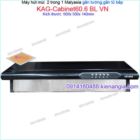 Máy hút mùi màu đen 2 trong 1 gắn tườnggắn tủ CAPRI 60 cm KAG-Cabinet60.6 BL VN