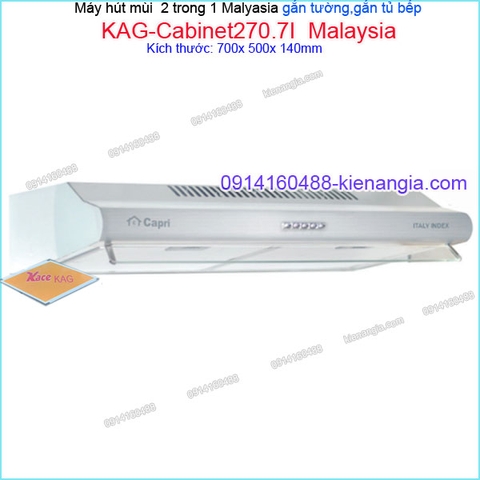 Máy hút mùi inox 70cm 2 trong 1 gắn tườnggắn tủ CAPRI KAG-Cabinet270.7I Malaysia