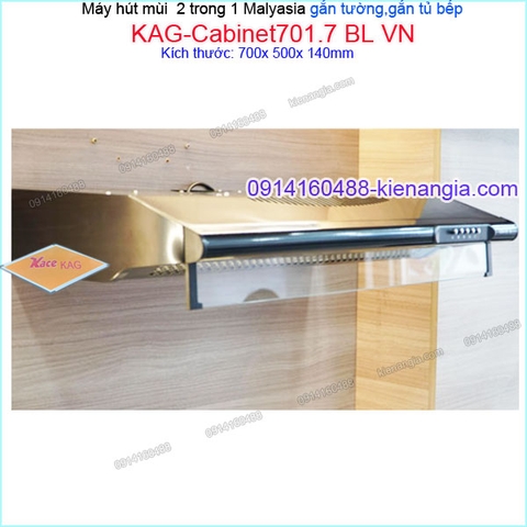 Máy hút mùi màu đen 2 trong 1 gắn tườnggắn tủ CAPRI 70 cm KAG-Cabinet701.7 BL VN