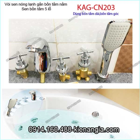 Vòi sen tắm nóng lạnh gắn bồn tắm nằm tay thập KAG-CN203