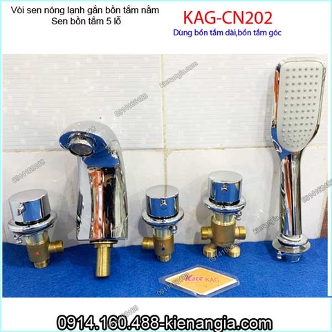 Vòi sen tắm nóng lạnh gắn bồn tắm nằm tay núm KAG-CN202