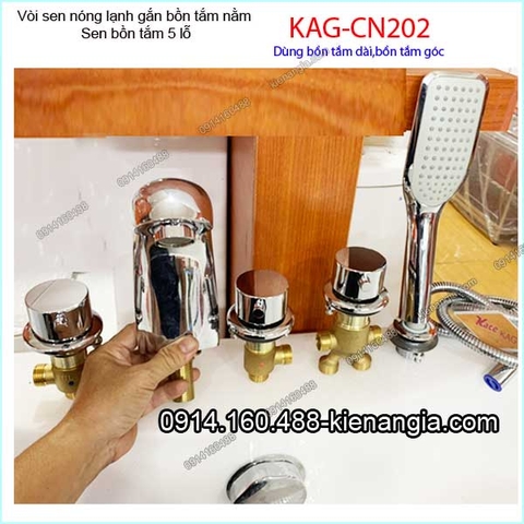 Vòi sen tắm nóng lạnh gắn bồn tắm nằm tay núm KAG-CN202