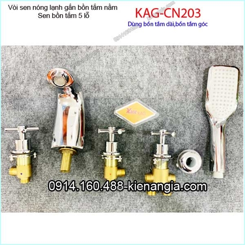 Vòi sen tắm nóng lạnh gắn bồn tắm nằm tay thập KAG-CN203
