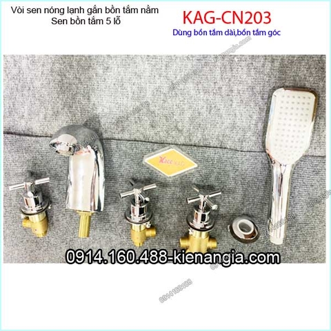Vòi sen tắm nóng lạnh gắn bồn tắm nằm tay thập KAG-CN203