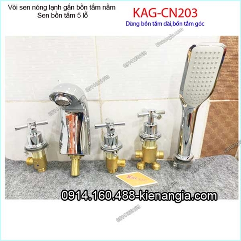 Vòi sen tắm nóng lạnh gắn bồn tắm nằm tay thập KAG-CN203