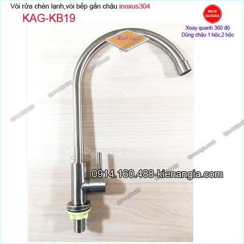 Vòi lạnh chậu rửa 1 hộc sus 304 KAG-KB19