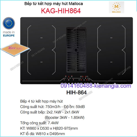Bếp điện từ kết hợp hút khử mùi MALLOCA KAG-HIH864