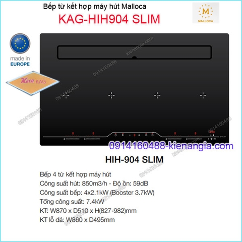 Bếp điện từ kết hợp hút khử mùi MALLOCA KAG-HIH904-SLIM