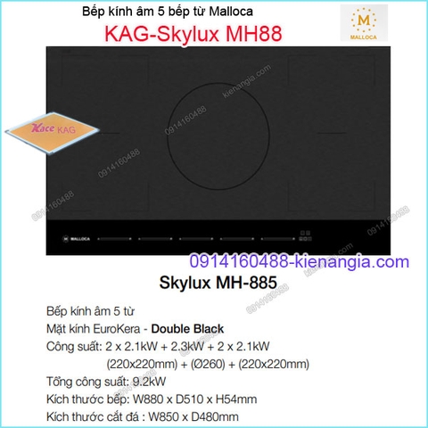 Bếp âm kính điện từ bếp từ Malloca KAG-Skylux-MH88