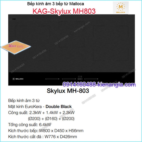 Bếp âm kính điện từ bếp từ Malloca KAG-Skylux-MH803