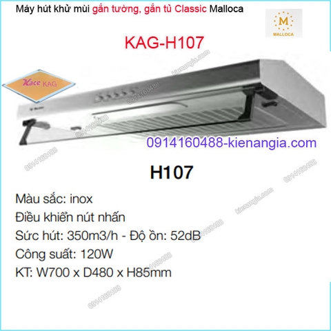 Máy hút khử mùi INOX 70cm gắn tường Malloca KAG-H107