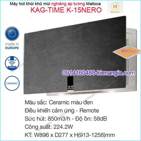 Máy hút khử mùi ĐEN nghiêng Malloca 896mm KAG-TIME-K15NERO