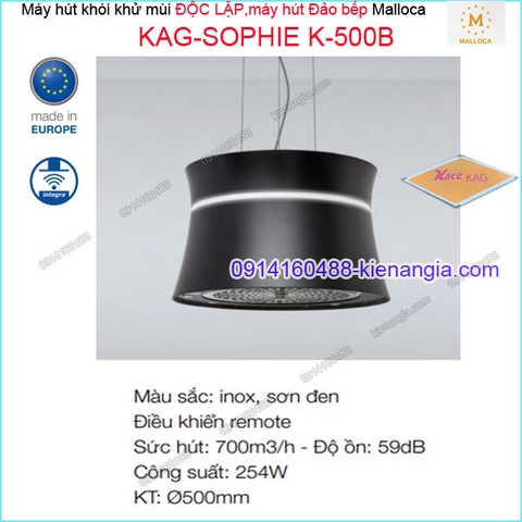 Máy hút khử mùi độc lâp Tròn máy hút đảo bếp Malloca KAG-SOPHIE-K500B