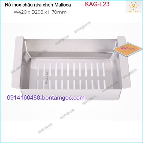 Rổ ráo INOX trên chậu rửa chén Malloca KAG-L23