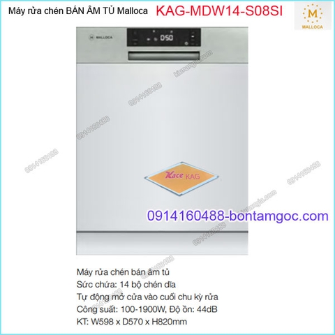 Máy rửa chén âm tủ 14 bộ chén Malloca KAG-MQP12J7713FB