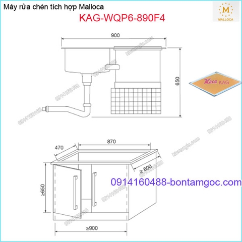 Máy rửa chén tích hợp MALLOCA KAG-WQP6-890F4