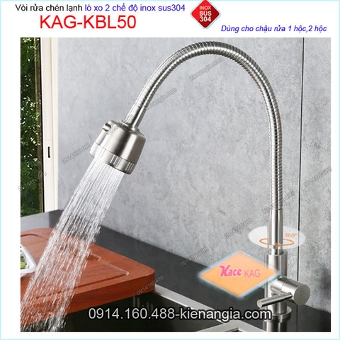 Vòi rửa chén lò xo inox sus304 KAG-KBL50