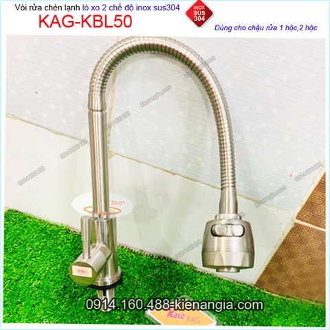 Vòi rửa chén lò xo inox sus304 KAG-KBL50