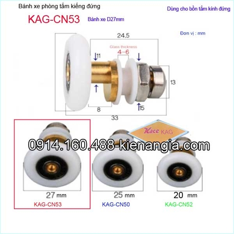 Bánh xe cửa lùa D27mm phòng tắm kiếng đứng KAG-CN53