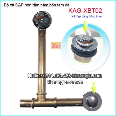 Bộ xả bồn tắm dài xả đạp bằng đồng thau KAG-XBT02