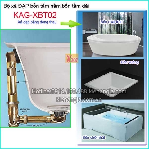 Bộ xả bồn tắm dài xả đạp bằng đồng thau KAG-XBT02