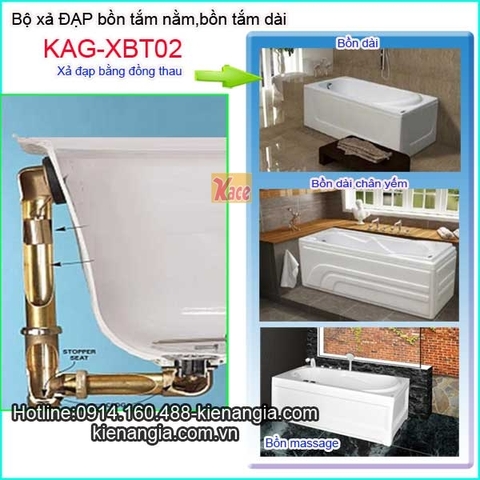 Bộ xả bồn tắm dài xả đạp bằng đồng thau KAG-XBT02
