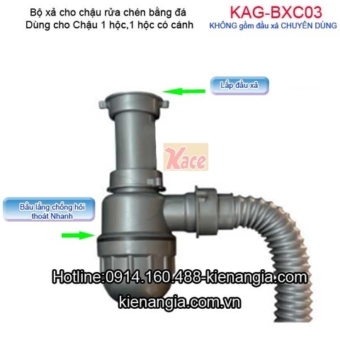 Bộ xả chậu rửa bằng đá 1 hộc KAG-BXC03