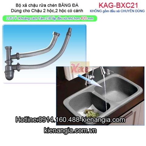 Bộ xả chậu rửa bằng đá 2 hộc KAG-BXC21
