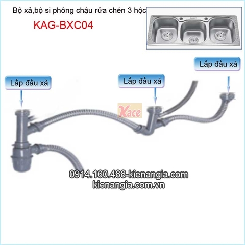 Bộ xả chậu rửa bát 3 hộc KAG-BXC04