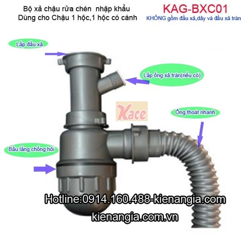 Bộ xả chậu rửa chén 1 hộc KAG-BXC01