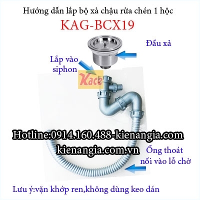 Bộ xả chậu rửa chén 1 hộc KAG-BXC19