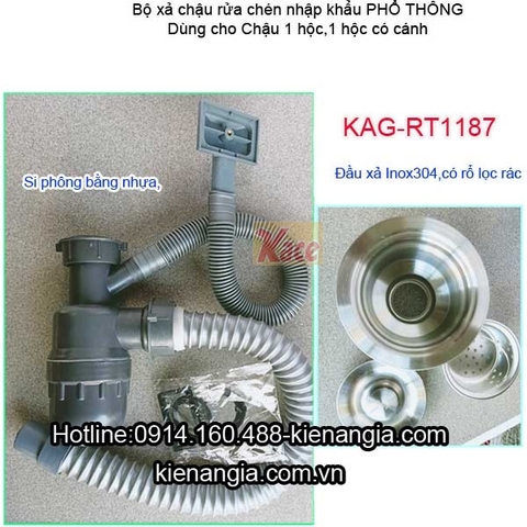 Bộ xả chậu rửa chén 1 hộc phổ thông nhập khẩu KAG-RT1187