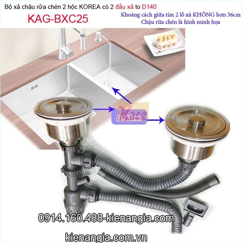 Bộ xả chậu rửa chén 2 hộc to D140-KAG-BXC25