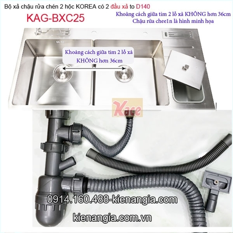 Bộ xả chậu rửa chén 2 hộc to D140-KAG-BXC25