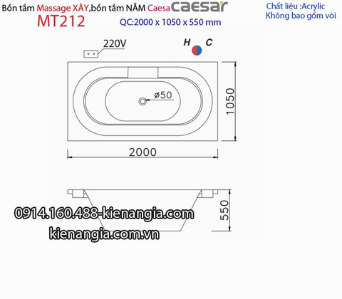 Bồn dài xây Caesarbồn nằm 2 mét massage Caesar-MT212