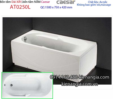 Bồn tắm dài chân yếm 15 mét Caesar-AT0250L